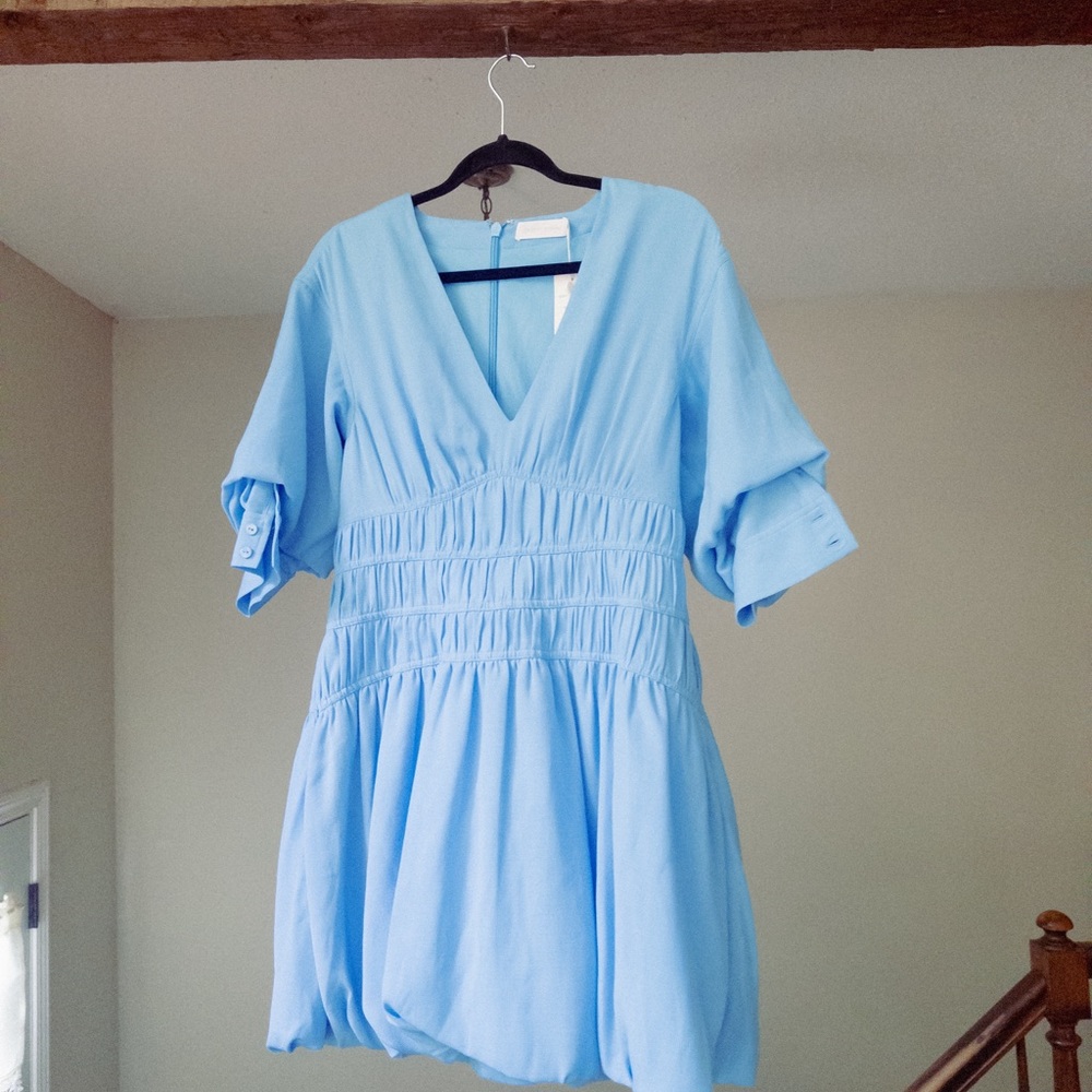 Jonathan Simkhai Blue Puff Sleeve Dress